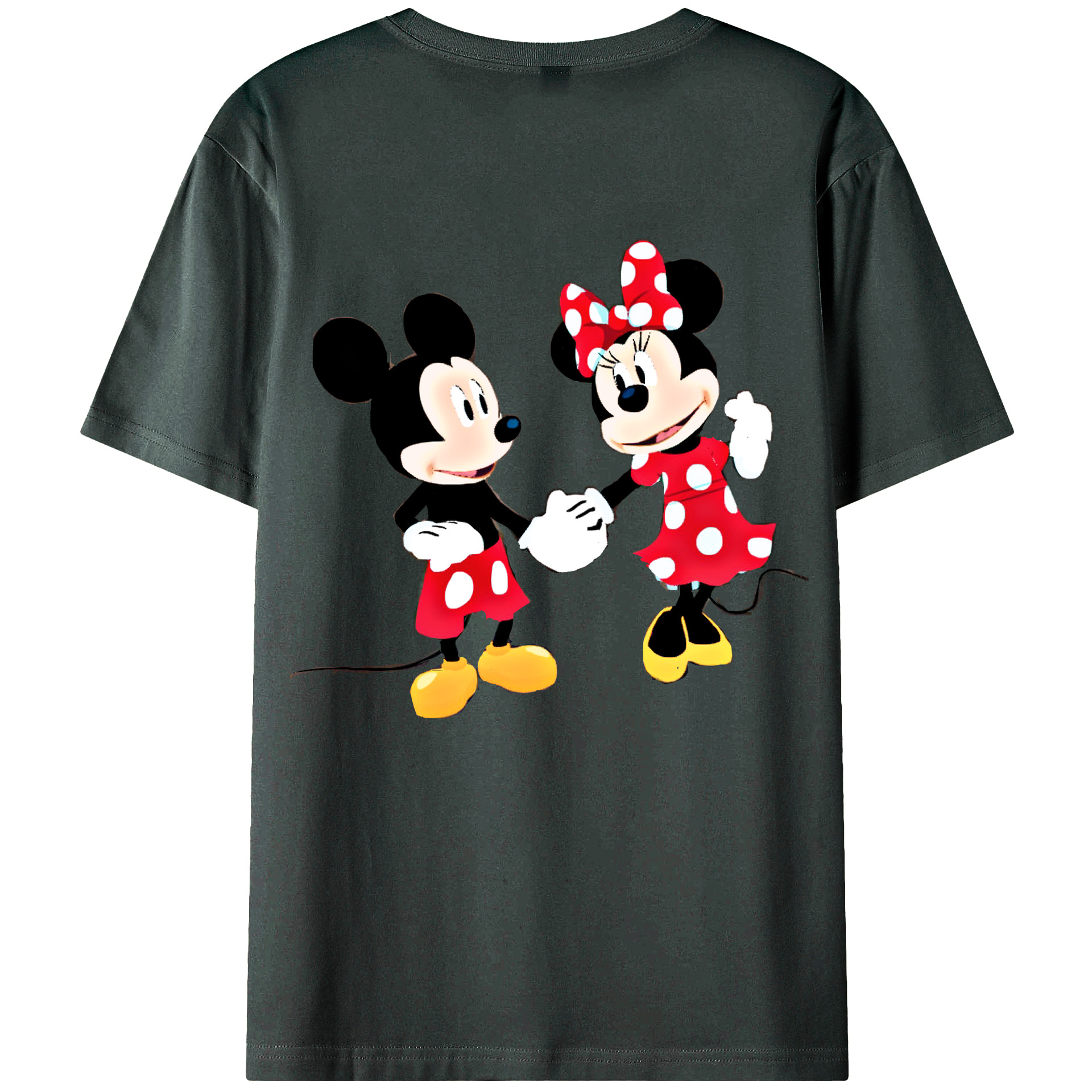 ミッキーマウス Mickey Mouse 綿100％ メンズ半袖Tシャツ（バックプリント） 通気性